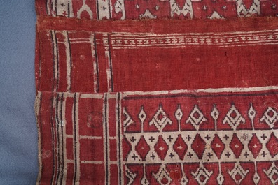 A ceremonial patola ikat sari for the Indonesian market with East India Company-stamps, Gujarat, India, 17th C.